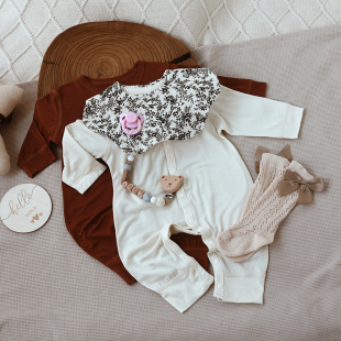 婴姿ins婴儿连体衣夏季薄款莫代尔长袖百天男女宝宝新生儿居家服