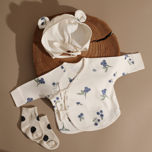 婴姿新生婴儿衣服0一3月半背衣秋冬男女宝宝上衣52码 和尚服套装