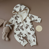 婴姿新生婴儿连体衣春秋装 连帽外出抱衣A类纯棉薄绒宝宝衣服秋季