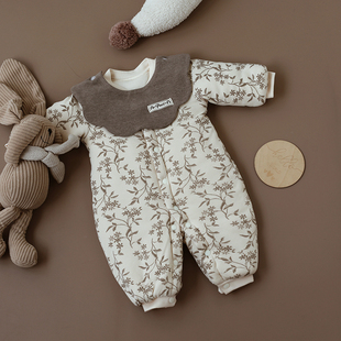 婴姿婴儿衣服秋冬加厚棉袄男女宝宝连体衣冬装新生儿哈衣爬服棉衣