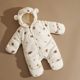 婴幼儿连体衣冬季加厚保暖外出棉服宝宝包脚衣服冬装抱衣纯棉棉衣
