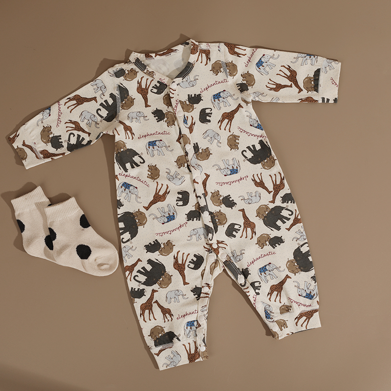 新生婴儿春秋长袖无骨连体衣棉质