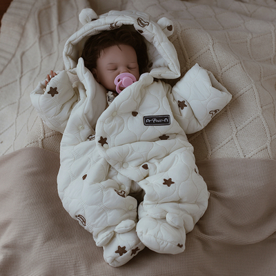 婴儿衣服包脚连体衣秋冬加厚保暖