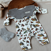 婴姿北欧婴儿连体衣春秋新生儿男女宝宝满月长袖 爬服睡衣无骨棉质