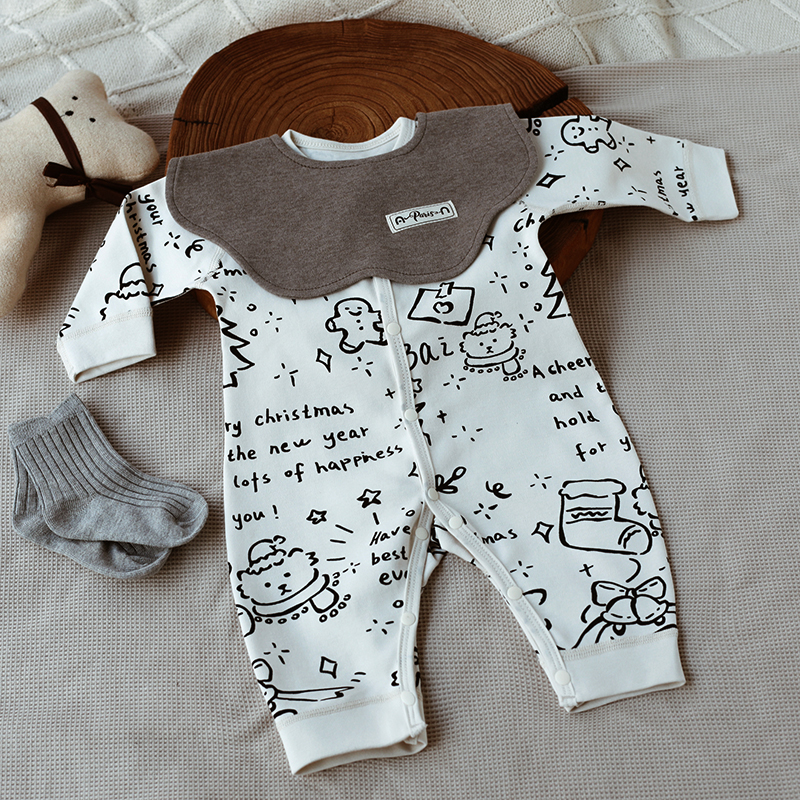 新生婴儿春秋纯棉长袖连体衣哈衣