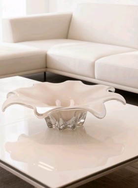 现代蓝灰琥珀渐变果盘摆件