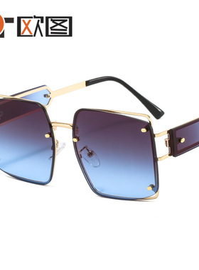 M553新款欧美金属切割彩色太阳镜朋克ins风男女士网红个性潮墨镜