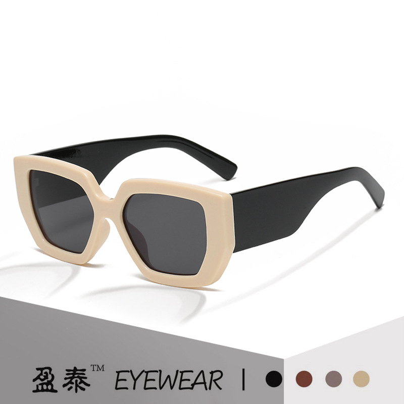 新款欧美时尚多边形太阳镜复古方框遮阳墨镜男女街拍太阳眼镜