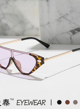 猫眼箭头太阳镜欧美小框连体片时尚太阳眼镜女 ins跨境高级感墨镜