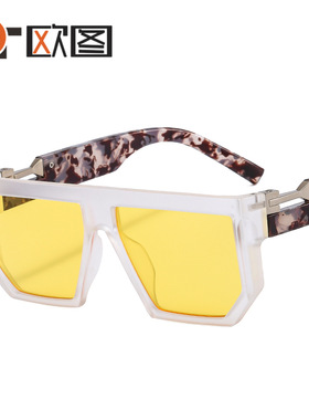 欧美ins跨境新款太阳镜男女士朋克赛博风格眼镜时尚方框墨镜22083