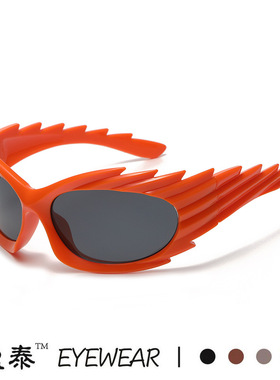 刺猬Y2K猫眼太阳镜欧美运动亚马逊ins潮流墨镜男女搞怪太阳眼镜