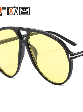大框T字装饰遮阳太阳镜飞行员面罩样式蛤蟆镜 欧美男女士大墨镜
