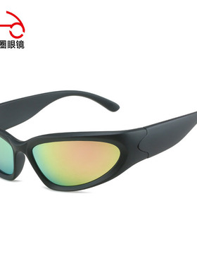 两个圈  Y2K新款欧美蒸汽朋克太阳镜跨境骑行运动多彩墨镜20896