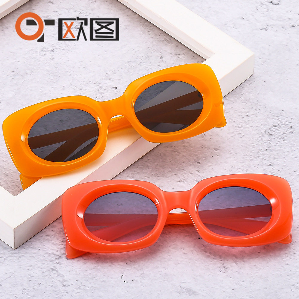 新款复古小方框太阳镜男女士潮流简约网红时尚墨镜个性彩色眼镜