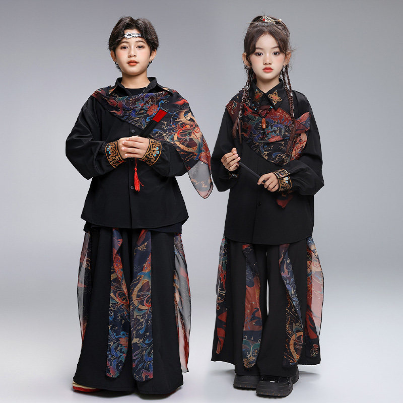 元旦儿童中国风演出服少儿街舞潮服嘻哈爵士舞hiphop模特走秀汉服