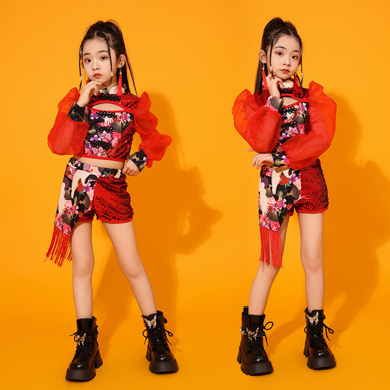 女童中国风舞蹈演出服少儿模特走秀爵士舞国潮表演服网红摄影套装,童装/婴儿装/亲子装,儿童演出服,淘宝优惠券,粉丝福利购,淘宝优惠卷