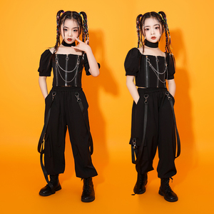 女童爵士舞套装少儿模特舞台走秀演出服儿童嘻哈街舞hiphop表演服