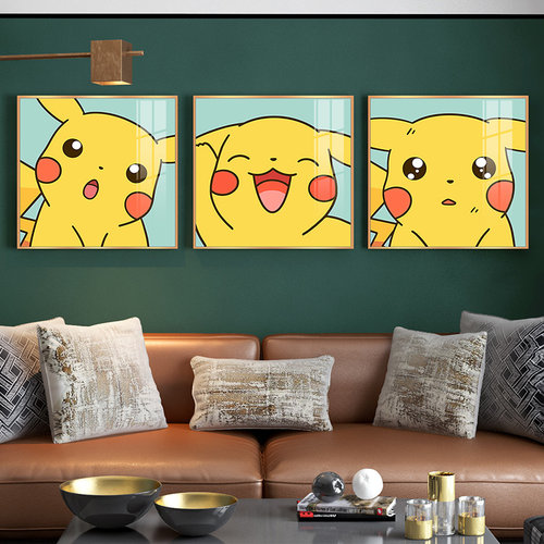 皮卡丘治愈系挂画卧室床头儿童房装饰画潮牌可爱卡通动漫客厅壁画 - 封面