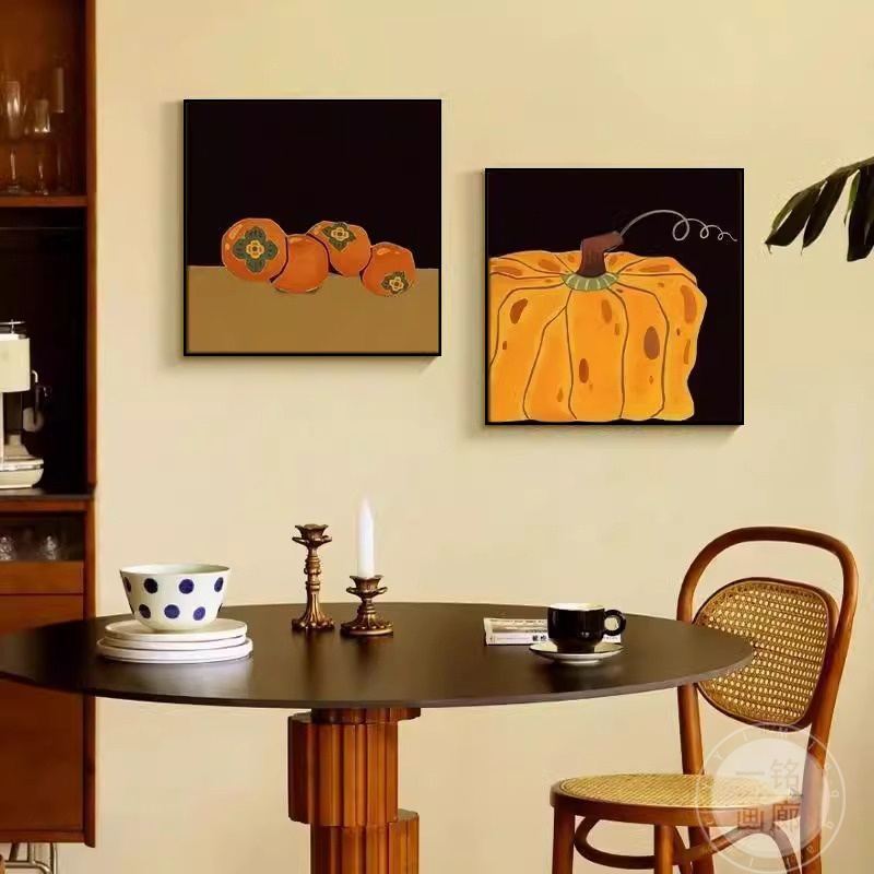 中古风餐厅装饰画法式复古客厅沙发背景墙壁画餐边柜小众艺术挂画