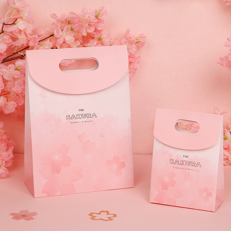 原创精美粉色樱花礼袋纸袋礼品袋手提袋糖果结婚回礼包装粘扣袋