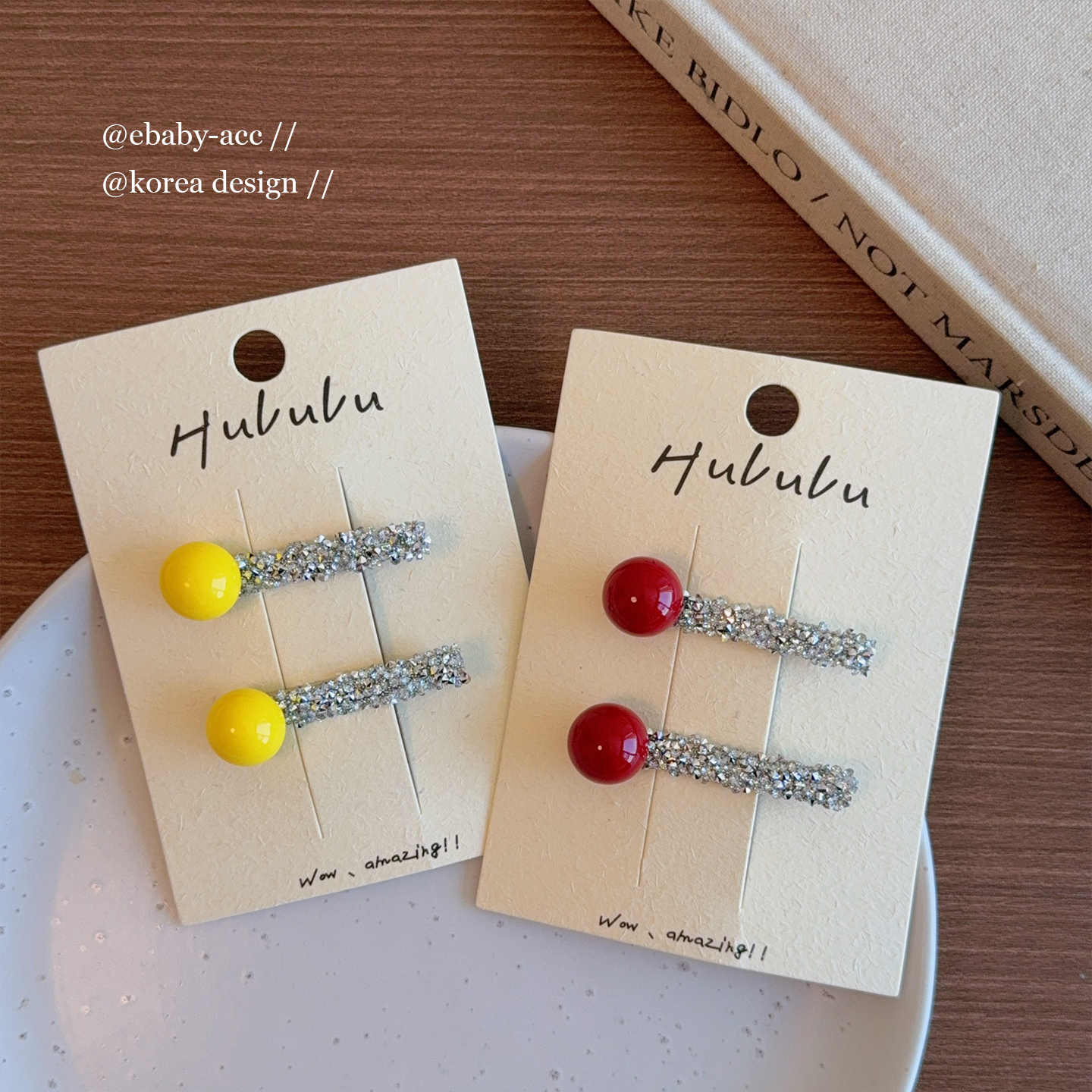 儿童洋气闪钻发夹高亮红色发夹