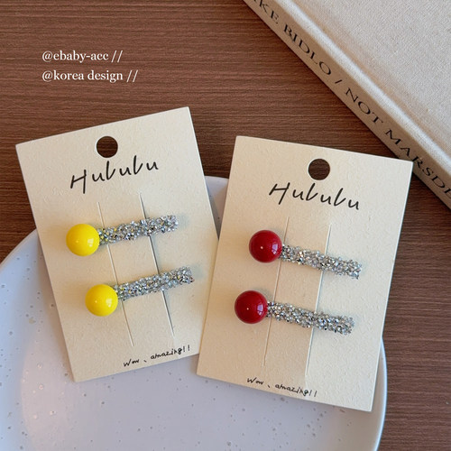 儿童洋气闪钻发夹高亮红色发夹