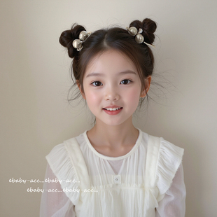 女童甜美可爱银色粉色亮面蝴蝶结小秋秋发圈韩系皮筋高颜值头绳