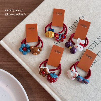 新复古色系儿童发圈女童卡通头绳