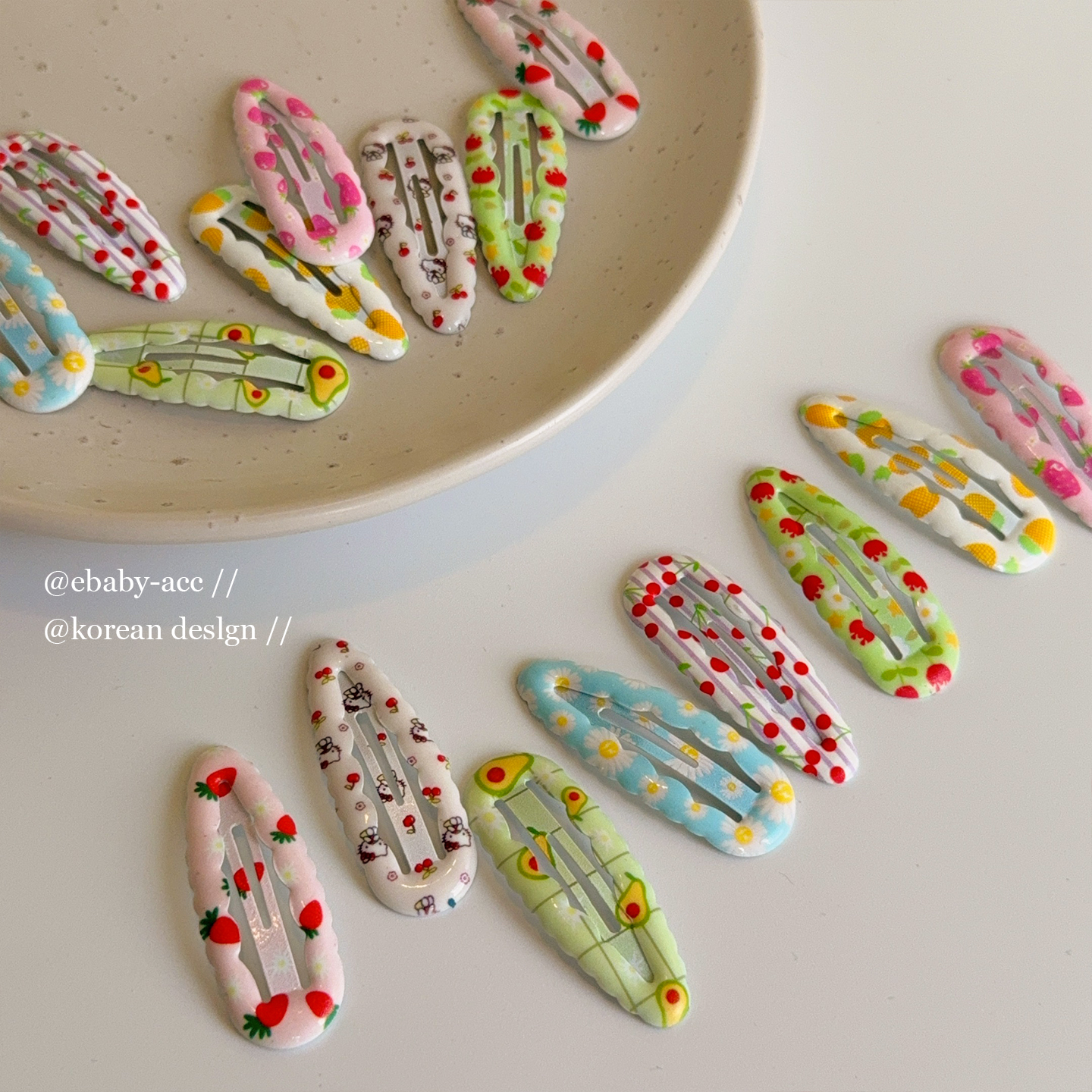 女童甜美可爱韩版胖花边BB夹侧边碎发前额刘海发夹水果印花发夹