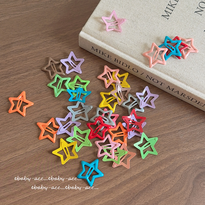 女孩五角星发卡侧边碎发BB夹前额刘海夹糖果色星星小发夹儿童发饰