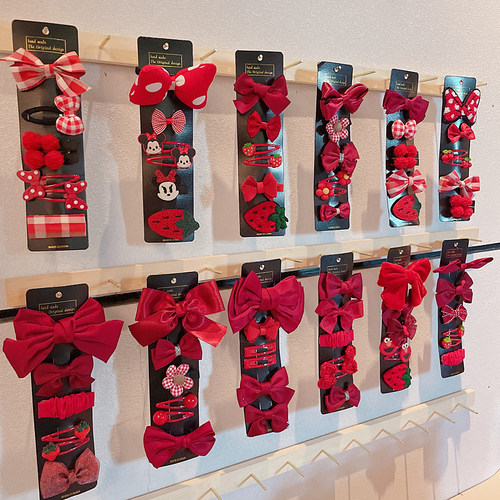 新年蝴蝶结红色发饰喜庆中国风