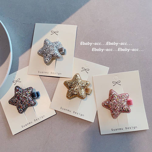 儿童刘海碎发夹不伤发闪闪五角星发卡女宝洋气发饰可爱侧边夹子