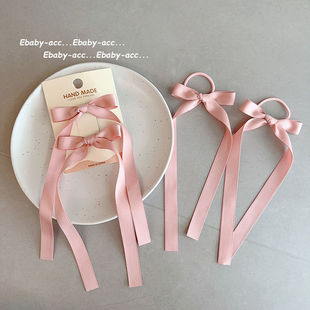高颜值儿童发夹长飘带缎带蝴蝶结发饰女宝不伤发头绳马尾洋气发圈