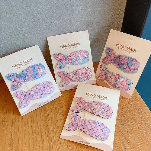 儿童可爱美人鱼亮片刘海发夹侧边碎发BB夹公主女孩后脑勺发卡发饰