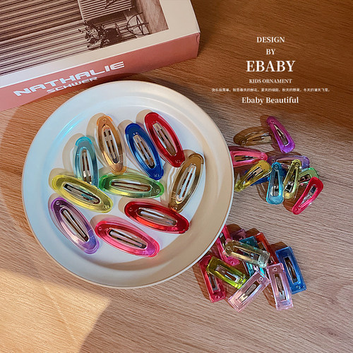 可爱透明果冻色碎发BB夹好看