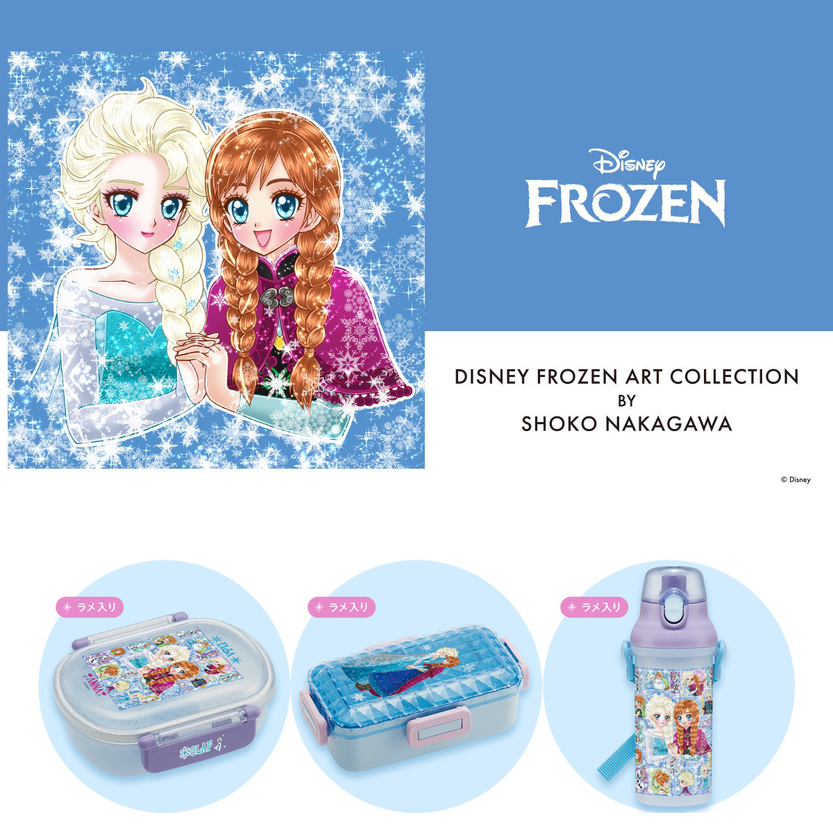 日本制skater中川翔子&冰雪女王艾莎 冰雪奇缘儿童餐具便当盒水壶