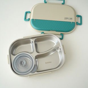 食品级304材质不锈钢学生饭盒配密封汤碗配筷勺 多分格大容量餐盒