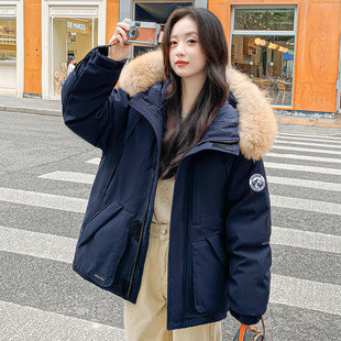 明摩女装羽绒服女短款冬季2025新款小个子加厚90白鸭绒派克工装