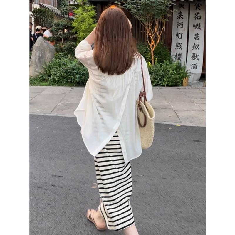 小众设计感后开叉衬衫防晒衣