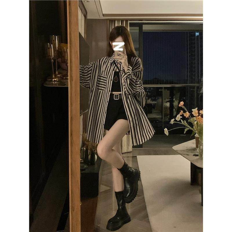 慵懒风条纹衬衫女2025新款夏薄款高级感轻奢防晒上衣宽松衬衣外套,女装/女士精品,衬衫,淘宝优惠券,粉丝福利购,淘宝优惠卷