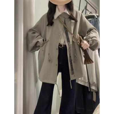 韩系抽绳立领夹克外套