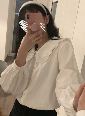复古娃娃领小众甜美减龄白色衬衫
