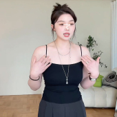 内搭胖mm打底吊带修身 大码 吊带背心女夏季 紧身辣妹上衣外穿带胸垫