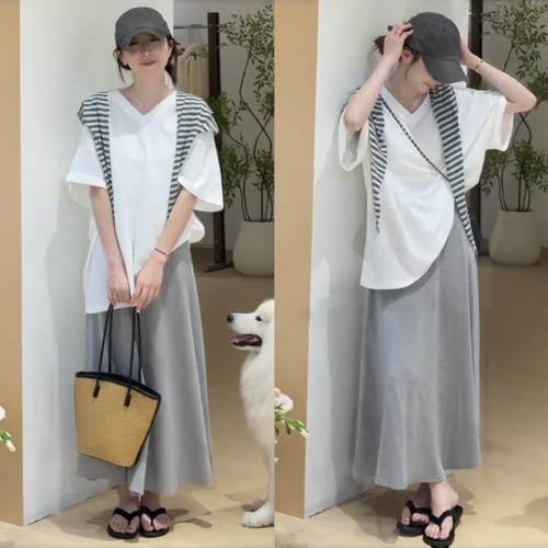 一整套短袖上衣半身裙