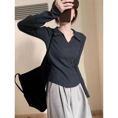 翻领内搭polo领针织衫