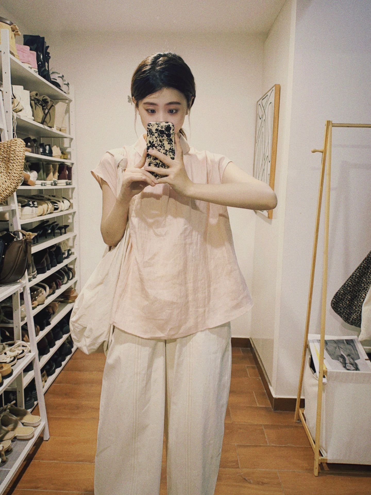 粉色娃娃领短袖衬衫女夏