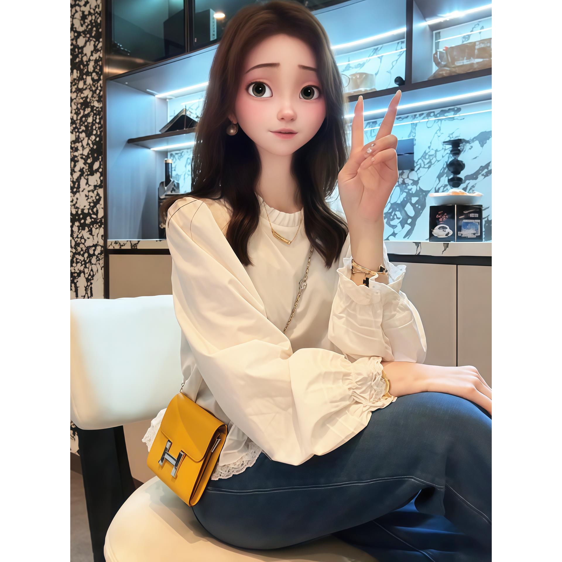 花边高端小资长袖衬衫