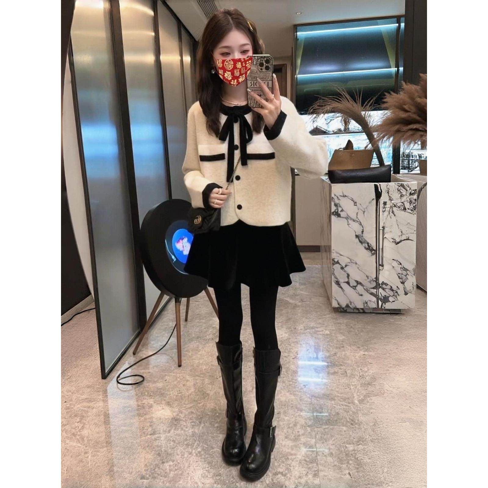 巨好看的秋冬一整套韩系时尚小香风蝴蝶结针织毛衣开衫半身裙套装,女装/女士精品,时尚套装,淘宝优惠券,粉丝福利购,淘宝优惠卷