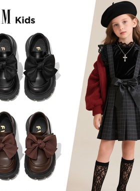 FVM女童鞋子儿童公主小皮鞋2025新款秋冬季单鞋加绒软底黑色洋气