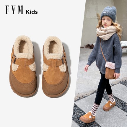 女童二棉鞋子儿童2025秋冬季新款雪地靴加绒勃肯毛毛宝宝冬鞋保暖